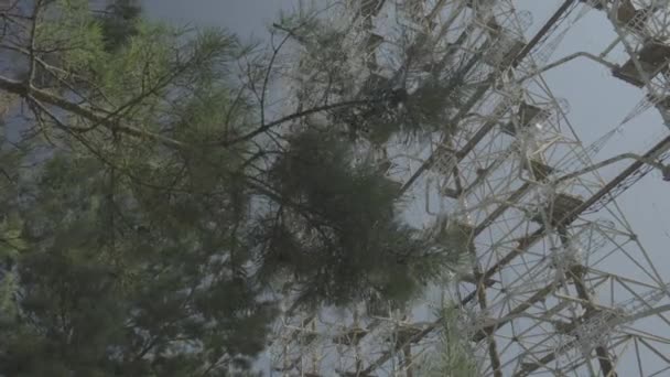 Camera Slides Trees Reveal Duga Radar Chernobyl Ukraine Ungraded Log — Stock Video