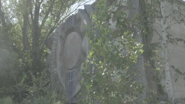 Static Shot Mosaic Wall Derelict Prometey Cinema Pripyat Chernobyl Ungraded — Wideo stockowe