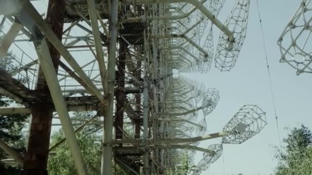 Çernobil Duga Radar Istasyonunun Dışlama Bölgesinin Yan Tarafını Kaldır Kaydedilmiş — Stok video