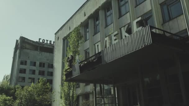 Statiskt Klipp Från Det Förfallna Hotellet Polissya Pripyat Tjernobyl Klassade — Stockvideo