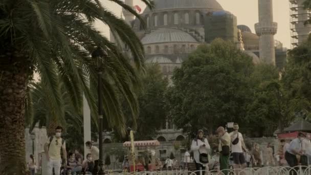 Die Kuppel Und Die Turmspitze Der Blauen Moschee Istanbul Sind — Stockvideo