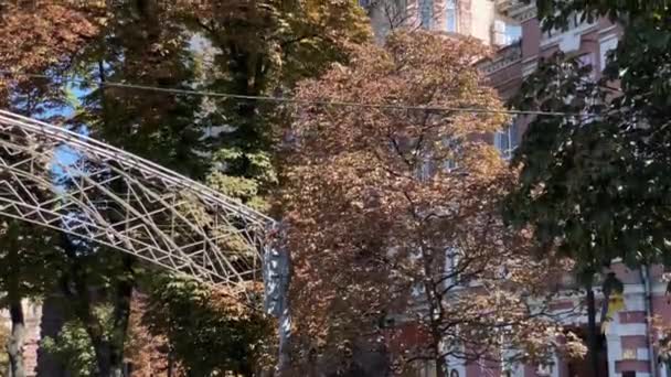Autumnal Tilt Clip Elegant Architecture Khreschatyk Kiev Gorgeous Autumn Afternoon — Stock Video