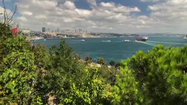 Brede Spann Bosporus Istanbul Fra Europa Til Asia Idet Skip – stockvideo