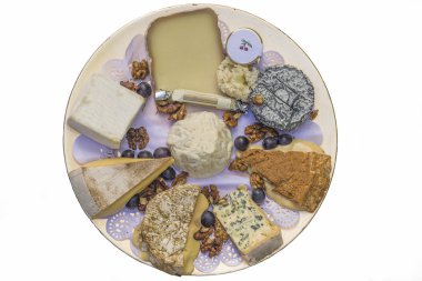 Traditional french cheese board  clipart