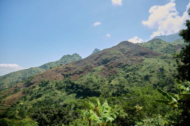 Dağ manzarası ve mavi gökyüzü