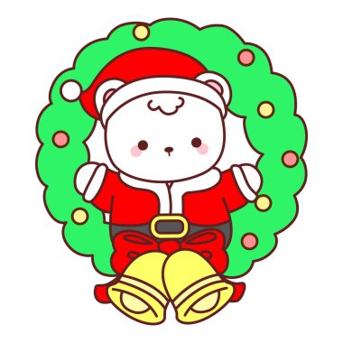 Noel temalı şirin ayı kış ikonu tasviri. Noel süslemesinde ayı kışı