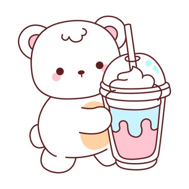 Tatlı ayı kış ikonunun resmi. Ayı kışı milkshake getirir.