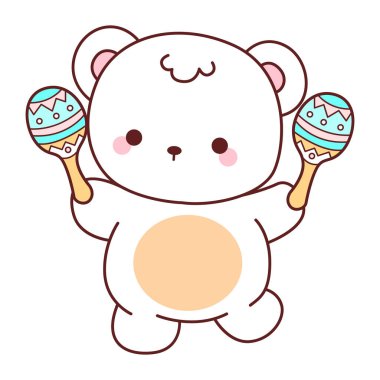 Tatlı ayı kış ikonunun resmi. Ayı kışı marakas çalıyor