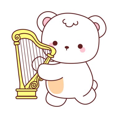 Tatlı ayı kış ikonunun resmi. Harpa çalan ayı kışı