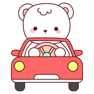 Tatlı ayı kış ikonunun resmi. Araba sürerken ayı kışı