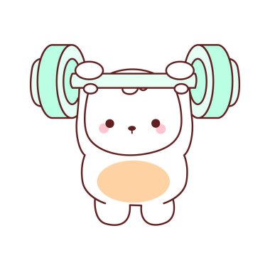 Tatlı ayı kış ikonunun resmi. Bir dambılı kaldırırken ayı kışı