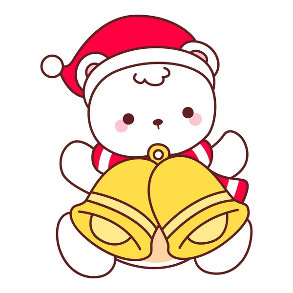 Noel temalı şirin ayı kış ikonu tasviri. Sarı zilli ayı kışı