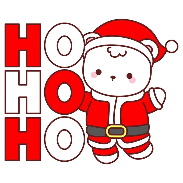 Noel temalı şirin ayı kış ikonu tasviri. Ho ho metin ile ayı kışı