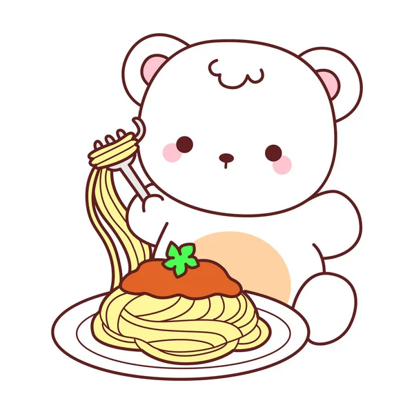 Tatlı ayı kış ikonunun resmi. Ayı kışı spagetti yemek ister.