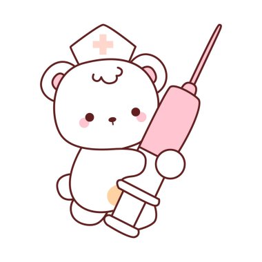 Tatlı ayı kış ikonunun resmi. Ayı kışı bir şırınga getir