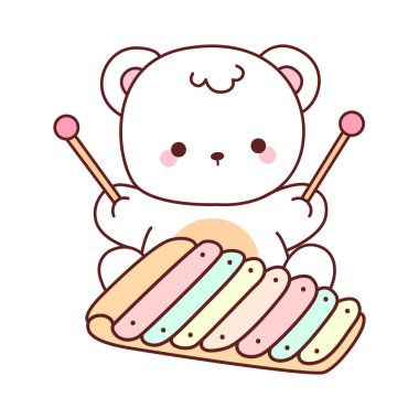 Tatlı ayı kış ikonunun resmi. Ayı kışı ksilofon çalıyor