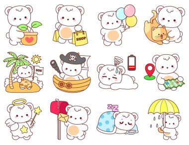 Tatlı ayı kış ikonunun resmi. Rastgele etkinliklerin varyasyonunda ayı kışı