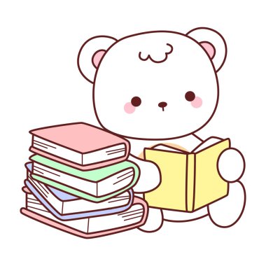 Tatlı ayı kış ikonunun resmi. Bir kitap okuyarak ayı kışı