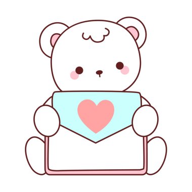 Tatlı ayı kış ikonunun resmi. Ayı kışı bir aşk mektubu getir