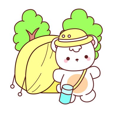 Tatlı ayı kış ikonunun resmi. Kampta ayı kışı