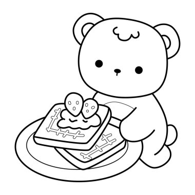 Sevimli ayı kış ikonunun renkli sayfaları. Ayı kışının ana hatları Çilekli ekmek getirir