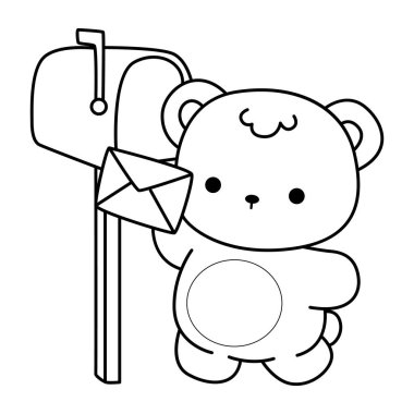 Sevimli ayı kış ikonunun renkli sayfaları. Ayı kışının ana hatları İletiyi posta kutusuyla gönderin