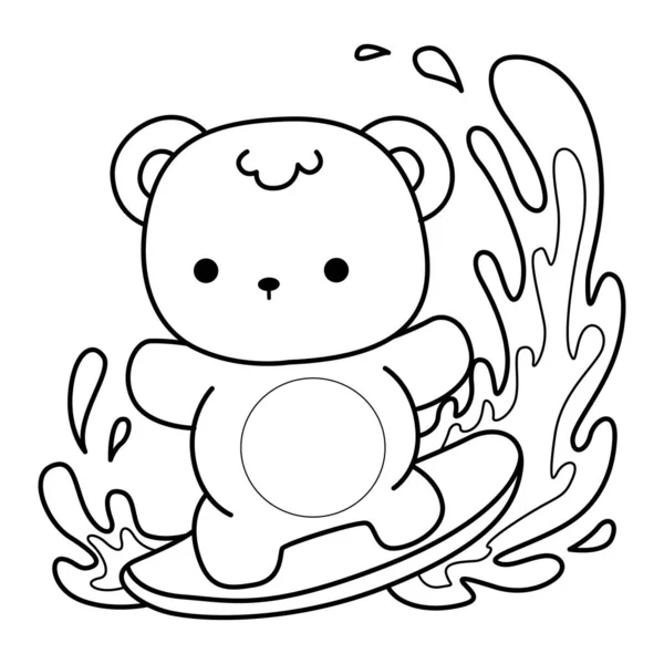 Sevimli ayı kış ikonunun renkli sayfaları. Sörf yapan ayıların ana hatları