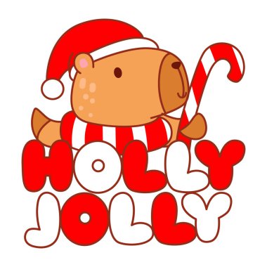 Noel temalı çocuklar için şirin Capybara karakter klibi resimleri. Capybara kutsal bir metin getir