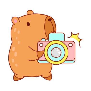 Çocuklar için sevimli Capybara karakter klipsleme sanatı. Capybara kameraya tıkla