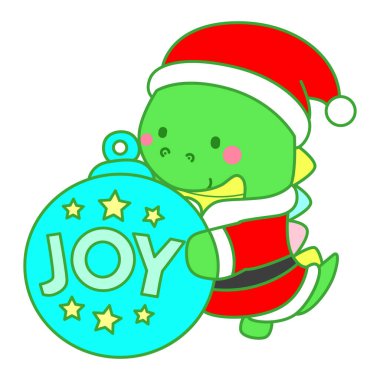 Çocuklar için sevimli Noel Dinazoru karakter klipleri çizimleri. Dinozorlar neşe getirir