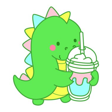 Çocuklar için sevimli dinazor karakter klibi resimleri. Dinozor milkshake getir.