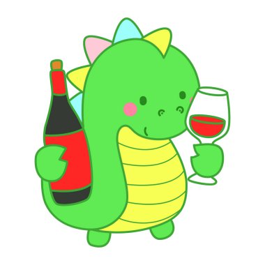 Çocuklar için sevimli dinazor karakter klibi resimleri. Dinozor şarap getir.