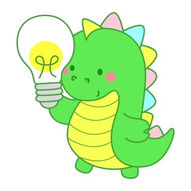 Çocuklar için sevimli dinazor karakter klibi resimleri. Dinozor bir lamba getir.