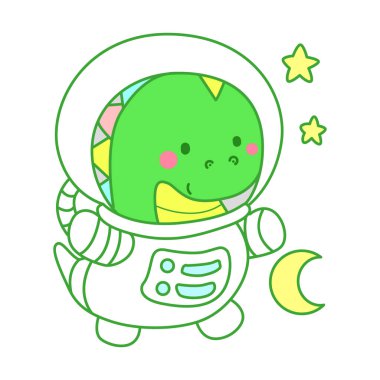 Çocuklar için sevimli dinazor karakter klibi resimleri. Astronot gibi dinozor.