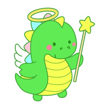 Çocuklar için sevimli dinazor karakter klibi resimleri. Peri gibi dinozor.