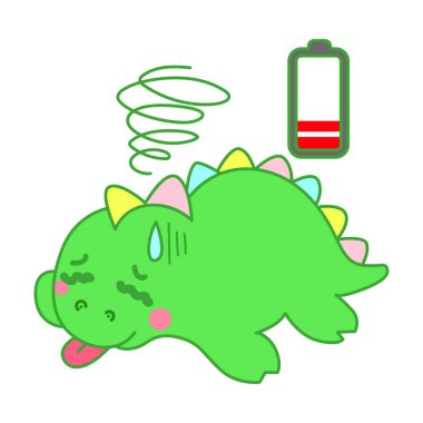 Çocuklar için sevimli dinazor karakter klibi resimleri. Dinozor çok yorgundu.