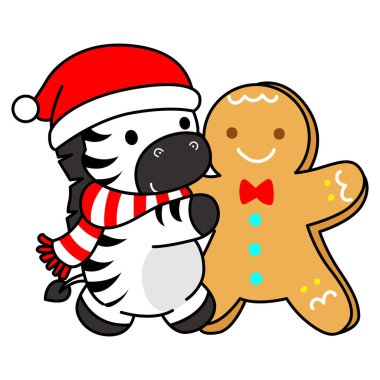 Çocuklar için şirin Zebra Noel karakteri klip resimleri. Zebra zencefilli ekmek getir.