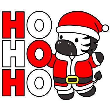 Çocuklar için şirin Zebra Noel karakteri klip resimleri. Zebra bir ho ho metin getirmek