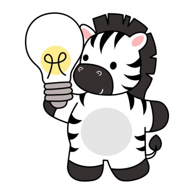 Çocuklar için Zebra karakter klipsi sanatının boyama kitabı. Zebra çizgisi bir lamba getir.