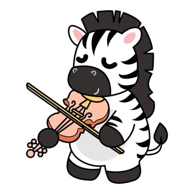 Çocuklar için şirin Zebra karakteri klipsi resimleri. Zebra keman çalıyor
