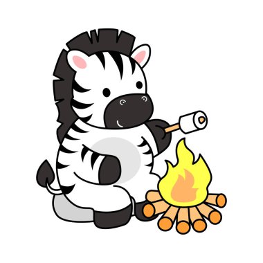 Çocuklar için şirin Zebra karakteri klipsi resimleri. Zebra lokum kızartıyor.