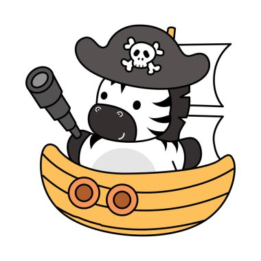 Çocuklar için şirin Zebra karakteri klipsi resimleri. Korsanlar gibi zebra