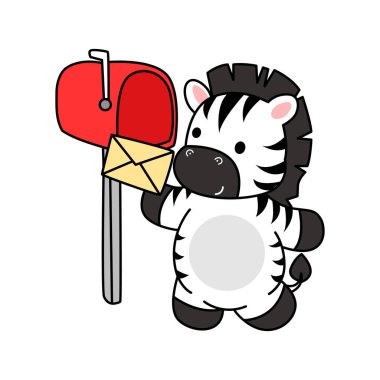 Çocuklar için şirin Zebra karakteri klipsi resimleri. Zebra iletiyi posta kutusuyla gönder