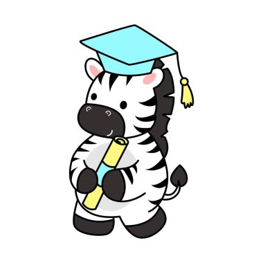 Çocuklar için şirin Zebra karakteri klipsi resimleri. Zebra mezun oldu.