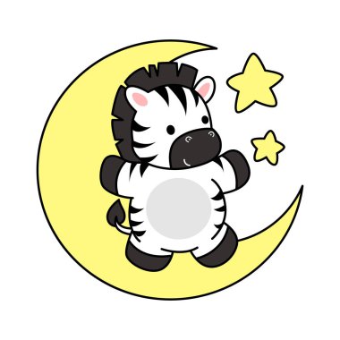 Çocuklar için şirin Zebra karakteri klipsi resimleri. Aydaki Zebra