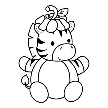 Cadılar Bayramı temalı çocuklar için şirin Zebra karakter klip sanatı boyama kitabı. Cadılar bayramında balkabağı kostümü giyen zebra çizgisi