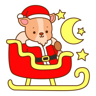 Şirin keçi hayvan simgesi çıkartmaları. Trene binen keçi