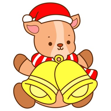 Şirin keçi hayvan simgesi çıkartmaları. Altın zilli keçi