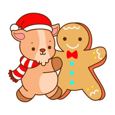 Şirin keçi hayvan simgesi çıkartmaları. Zencefilli ekmekli keçi