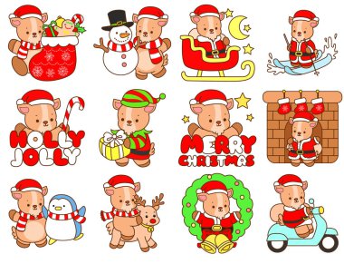 Sevimli keçi hayvan ikonu Cadılar Bayramı çıkartmalarının renkli sayfaları. Keçi Çizgisi